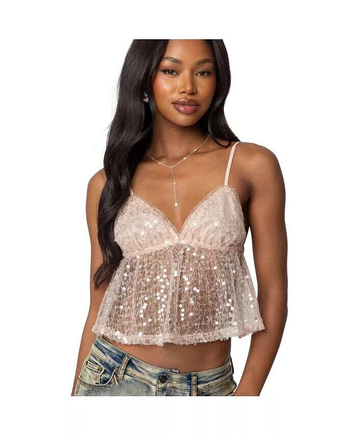 Женский прозрачный топ Babydoll с пайетками Edikted, розовый
Женский прозрачный топ Babydoll с пайетками Edikted, розовый