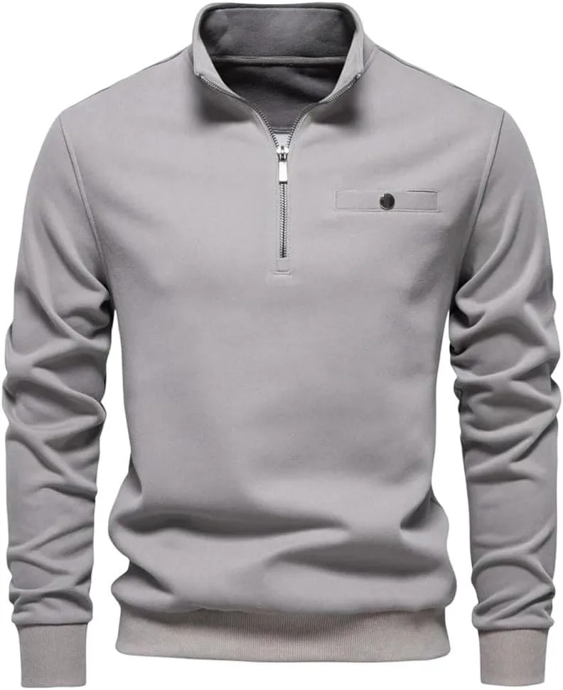 Мужской свитшот с воротником стойкой и молнией на четверть
Мужской свитшот с воротником стойкой и молнией на четверть