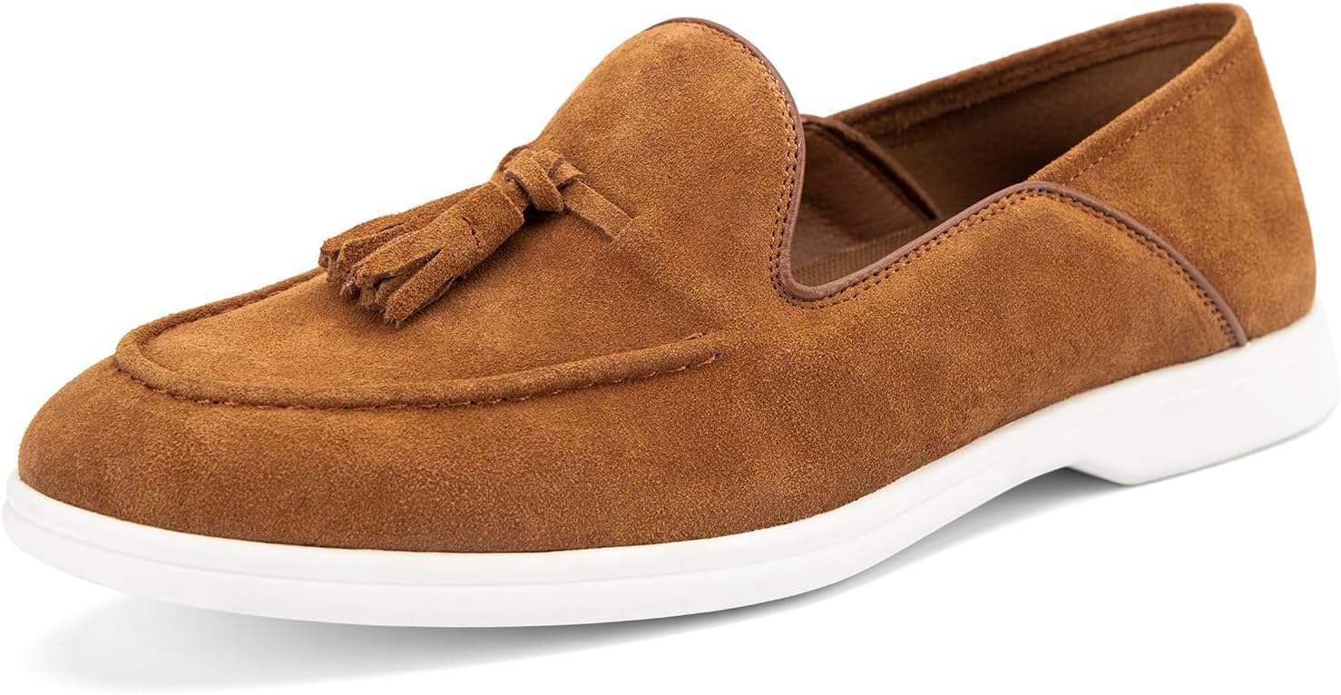 Мужские кожаные слипоны JITAI - стильные лоферы с кисточками и замшевой отделкой, Brown/01
Мужские кожаные слипоны JITAI - стильные лоферы с кисточками и замшевой отделкой, Brown/01