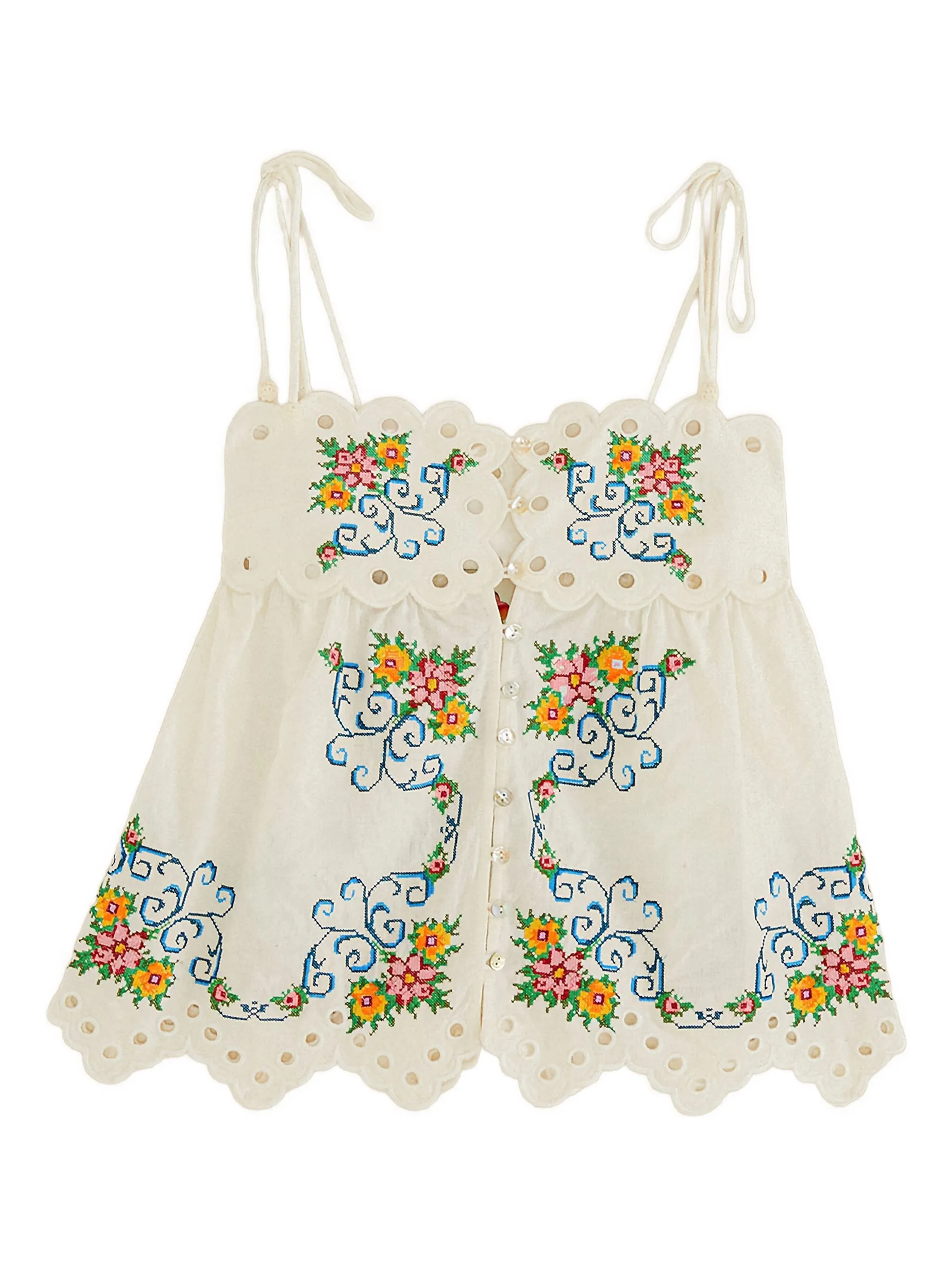 Топ с цветочной вышивкой Farm Rio, белый
Топ с цветочной вышивкой Farm Rio, белый