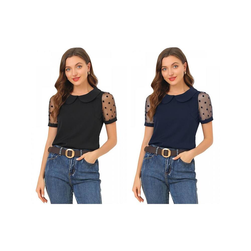 Комплект из 2 комплектов женских винтажных блузок с сетчатыми рукавами в горошек и воротником Питера Пэна, с короткими рукавами ALLEGRA K, цвет Black Navy Blue
Комплект из 2 комплектов женских винтажных блузок с сетчатыми рукавами в горошек и воротником Питера Пэна, с короткими рукавами ALLEGRA K, цвет Black Navy Blue