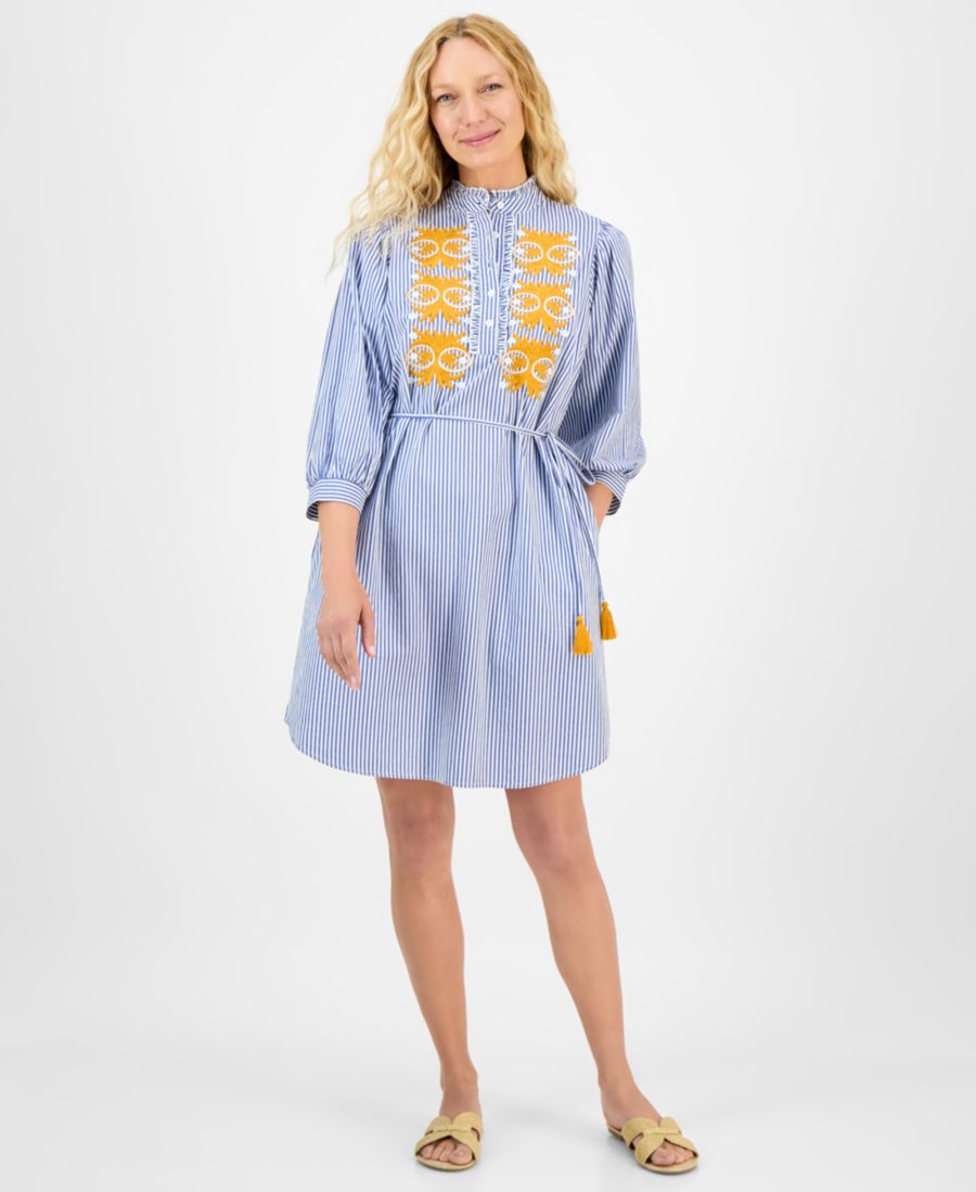 Женское полосатое вышитое платье с поясом на талии julia jordan, Navy/ivory
Женское полосатое вышитое платье с поясом на талии julia jordan, Navy/ivory