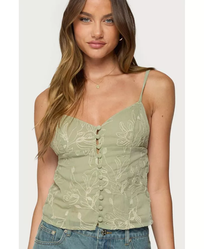 Женская вышитая майка на пуговицах Edikted, зеленый
Женская вышитая майка на пуговицах Edikted, зеленый