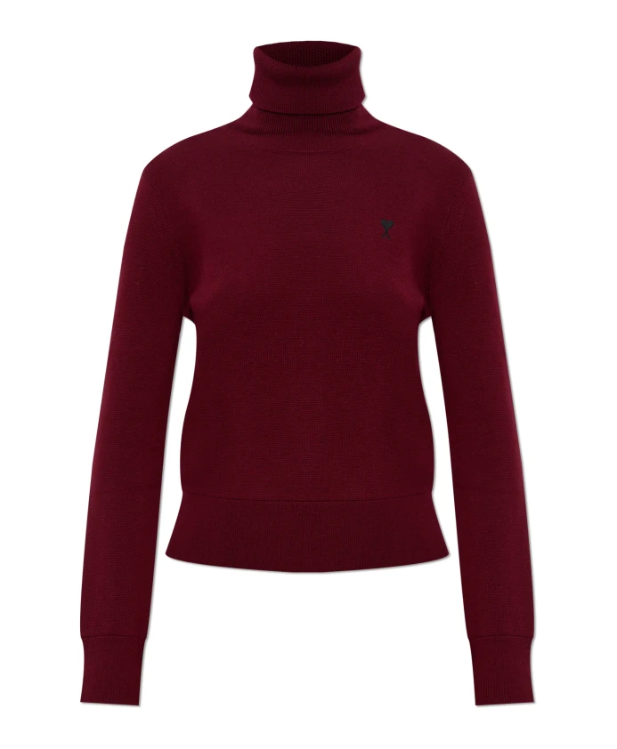 Шерстяной свитер с высоким воротником и вышитым логотипом. Ami Paris, красный
Шерстяной свитер с высоким воротником и вышитым логотипом. Ami Paris, красный