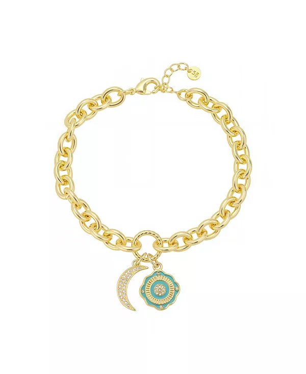 Браслет-Цепочка с удлинителем из кубического циркония с лунным кристаллом и зеленой эмалью от сглаза Unwritten, gold
Браслет-Цепочка с удлинителем из кубического циркония с лунным кристаллом и зеленой эмалью от сглаза Unwritten, gold