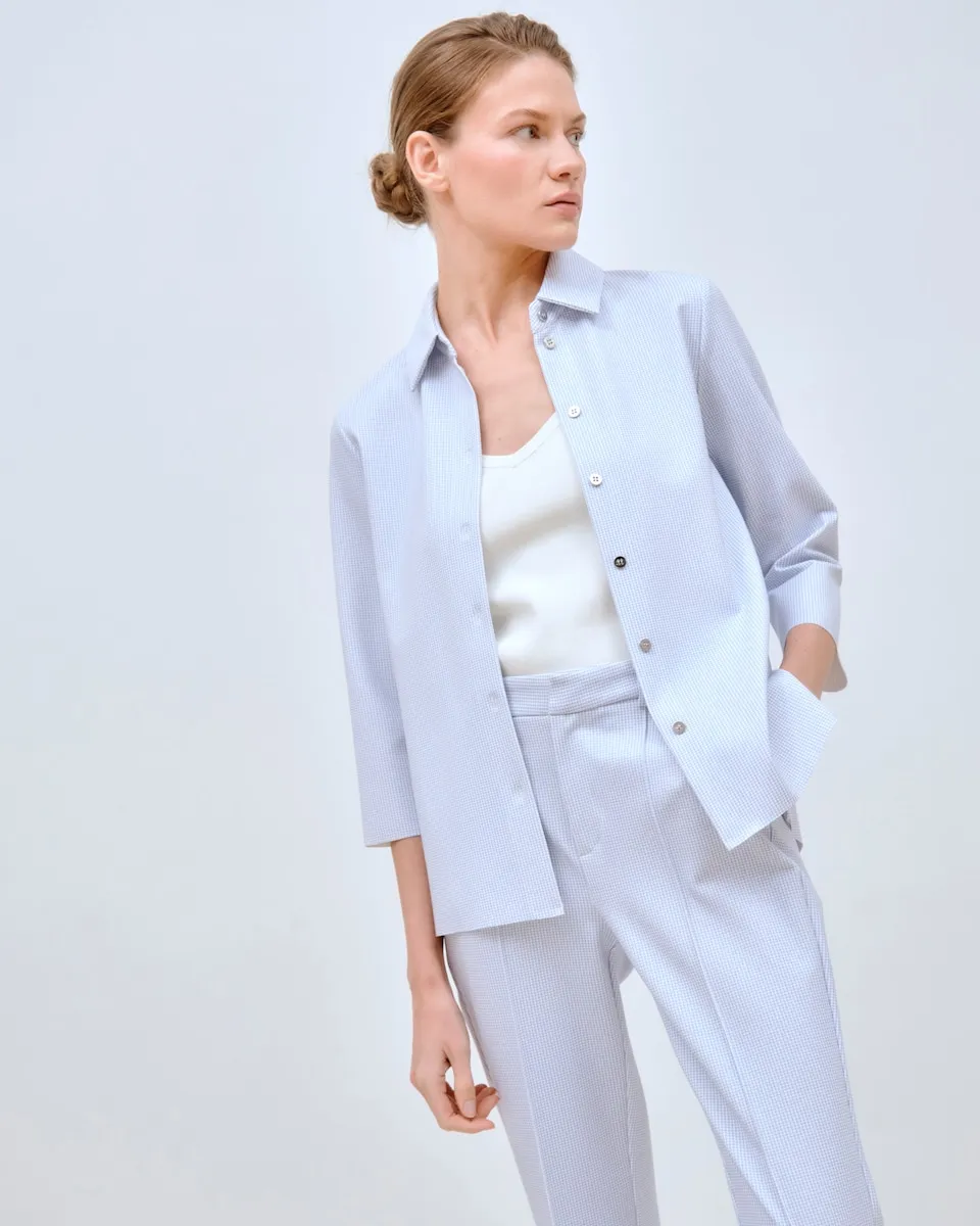 Женская рубашка с микропринтом и французскими рукавами Lasserre, голубой
Женская рубашка с микропринтом и французскими рукавами Lasserre, голубой