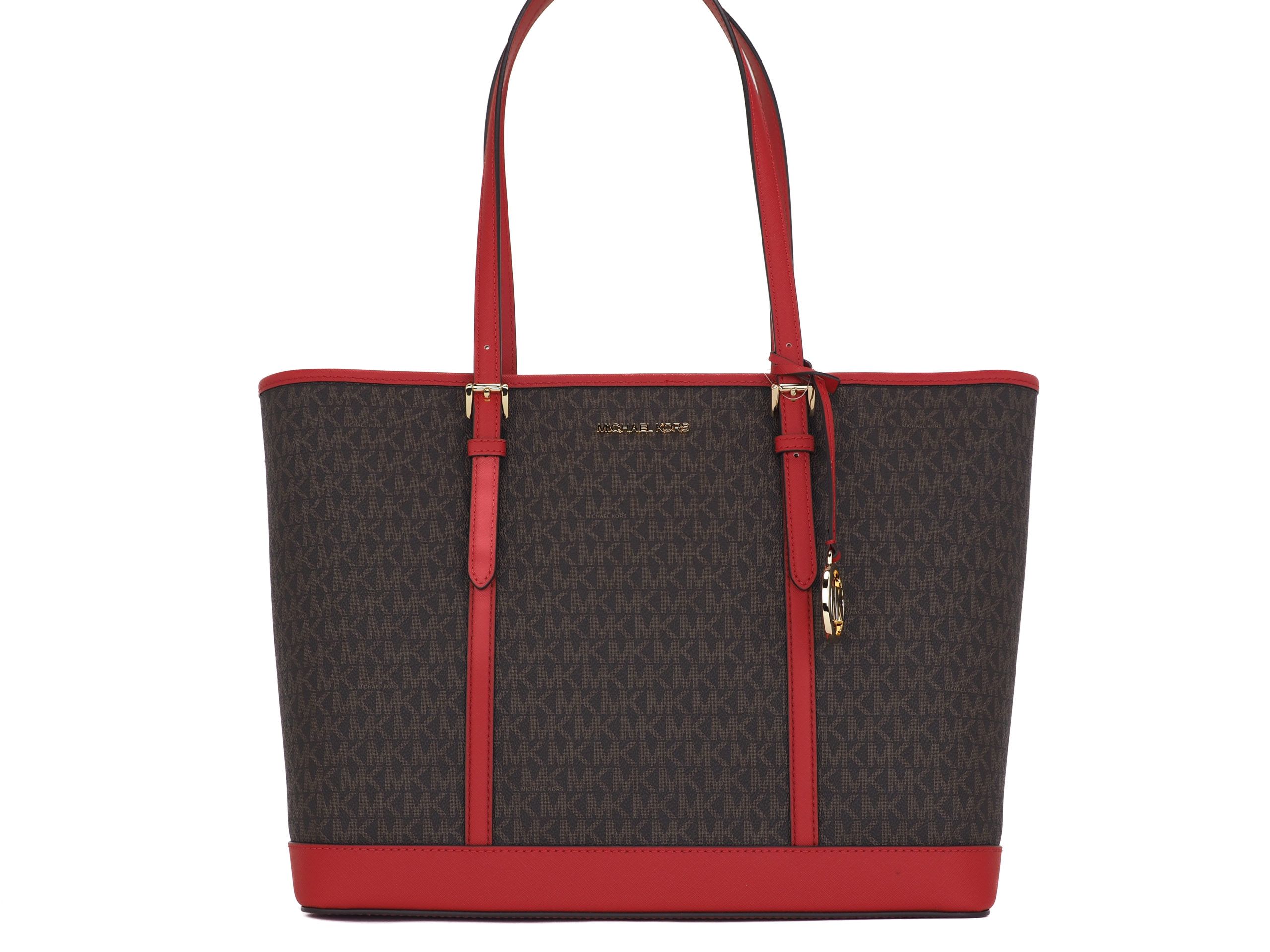 Сумка-тоут Jet Set Travel Large Signature из ПВХ с застежкой-молнией сверху (коричневая Signature/Flame) Michael Kors
Сумка-тоут Jet Set Travel Large Signature из ПВХ с застежкой-молнией сверху (коричневая Signature/Flame) Michael Kors