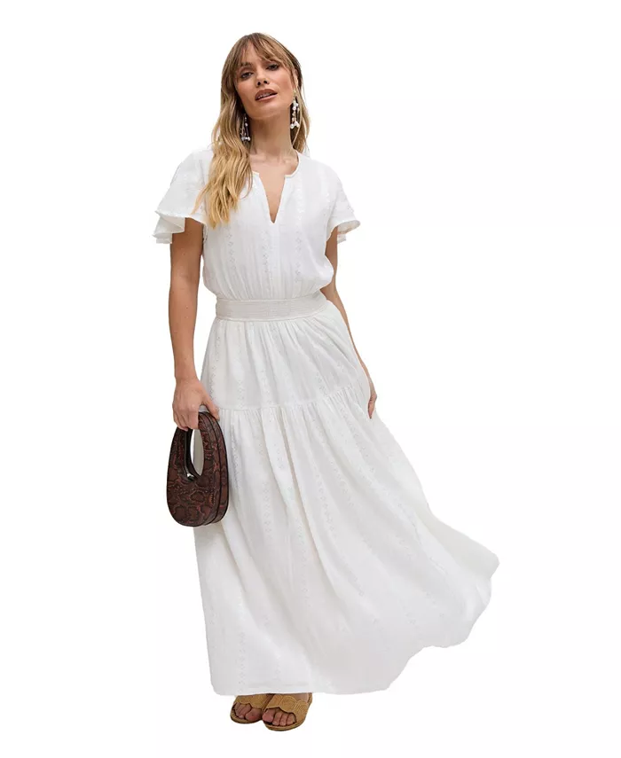 Женское жаккардовое платье макси Candice с рукавами-крылышками Raffya, белый
Женское жаккардовое платье макси Candice с рукавами-крылышками Raffya, белый