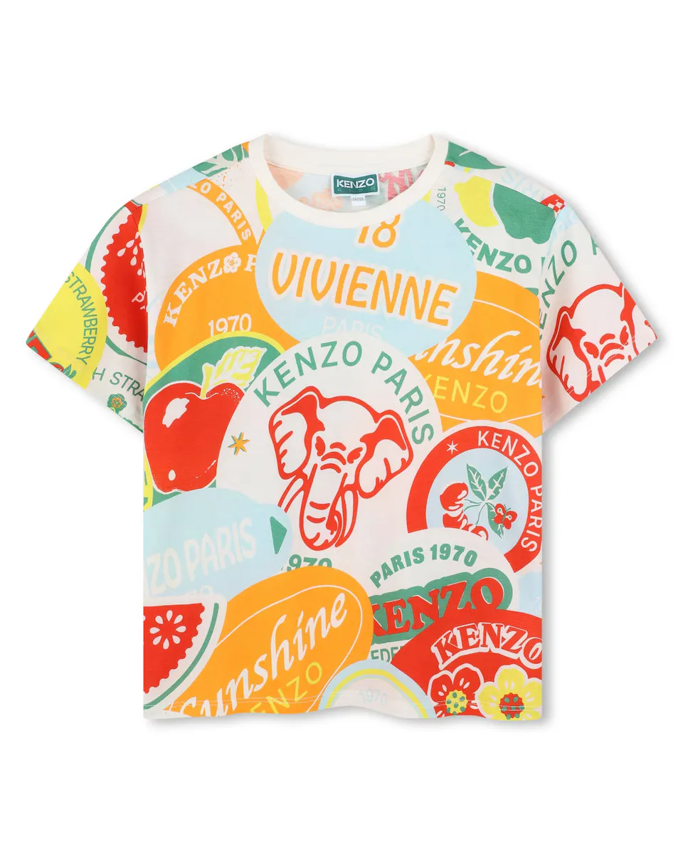 Футболка для мальчика из разноцветного хлопка Kenzo Kids, многоцветный 
Футболка для мальчика из разноцветного хлопка Kenzo Kids, многоцветный