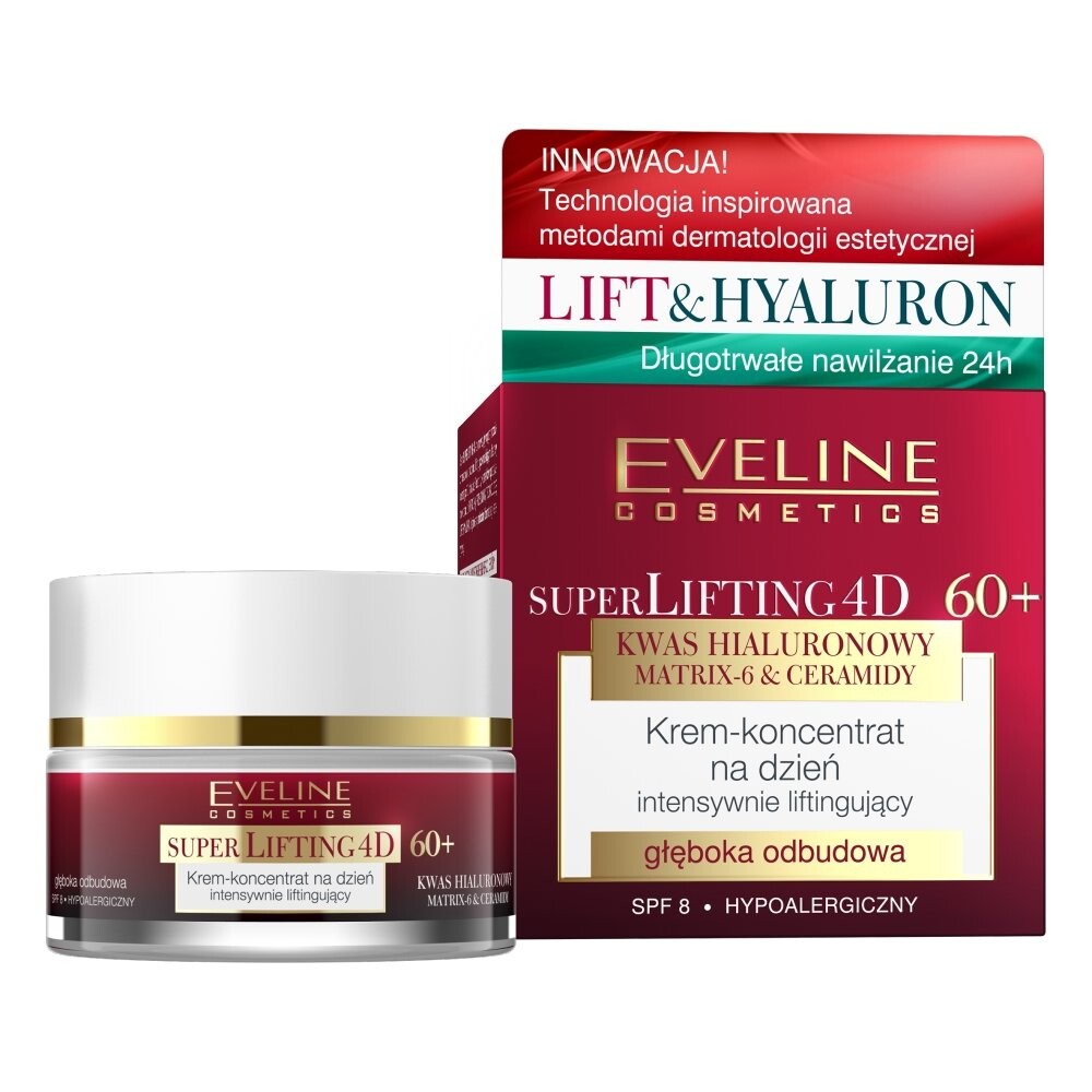 Eveline Cosmetics Super Lifting 4D, Интенсивно лифтинговый крем-концентрат на день 60+, 50мл
Eveline Cosmetics Super Lifting 4D, Интенсивно лифтинговый крем-концентрат на день 60+, 50мл