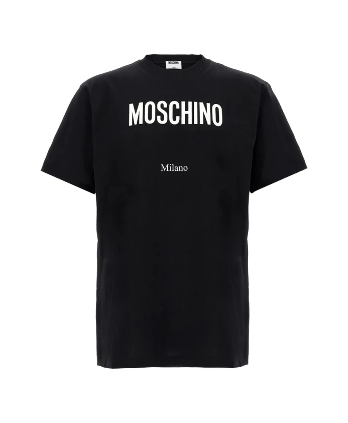 Черная футболка с круглым вырезом и принтом спереди Moschino, черный
Черная футболка с круглым вырезом и принтом спереди Moschino, черный