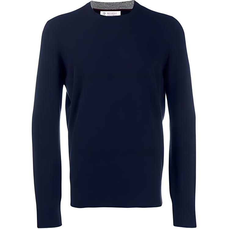 Вязаный свитер с круглым вырезом Brunello Cucinelli, синий
Вязаный свитер с круглым вырезом Brunello Cucinelli, синий