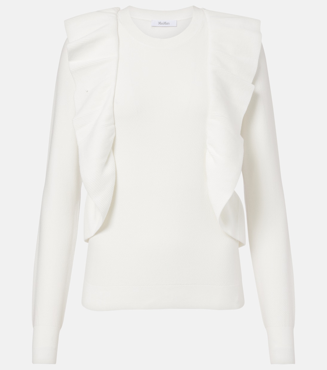 Вязаный топ с рюшами Agenzia Max Mara, белый 
Вязаный топ с рюшами Agenzia Max Mara, белый