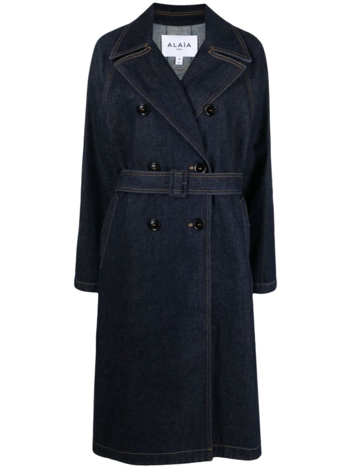 Alaïa джинсовый тренч с поясом, синий
Alaïa джинсовый тренч с поясом, синий