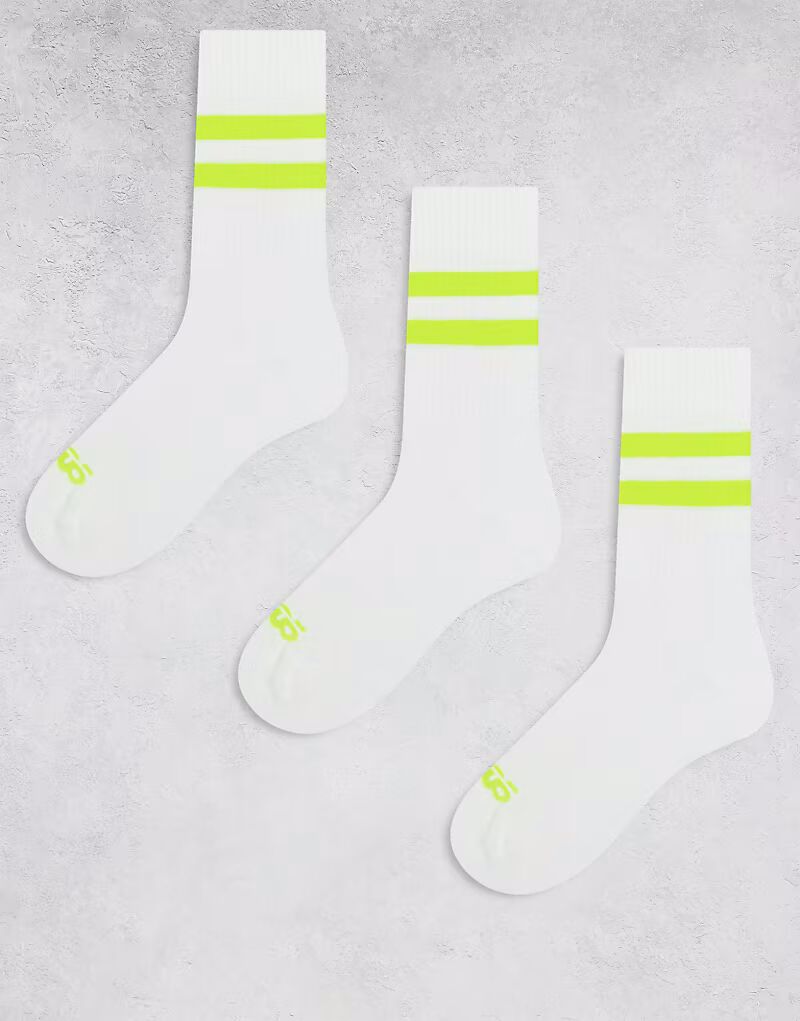 3 пары беговых носков с двумя полосками, эластичной поддержкой свода стопы и антибактериальной отделкой, белые с неоново-желтой полосой 4505
3 пары беговых носков с двумя полосками, эластичной поддержкой свода стопы и антибактериальной отделкой, белые с неоново-желтой полосой 4505