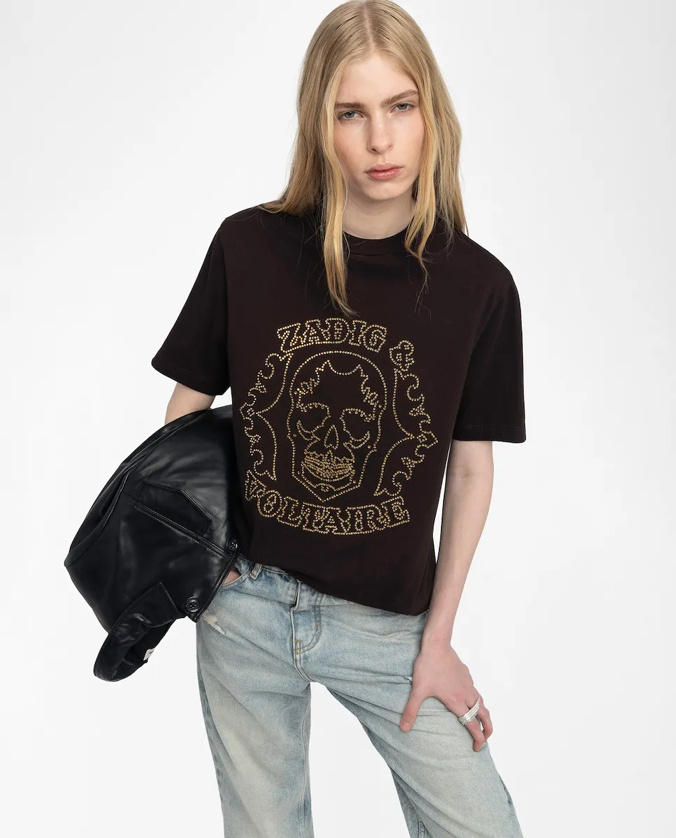 Женская футболка Эдвин с коротким рукавом и стразами Zadig & Voltaire, коричневый
Женская футболка Эдвин с коротким рукавом и стразами Zadig & Voltaire, коричневый