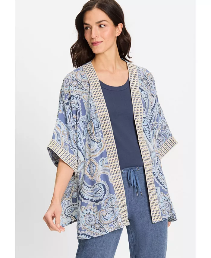Женский кимоно с узором пейсли и вышитой отделкой Olsen, синий
Женский кимоно с узором пейсли и вышитой отделкой Olsen, синий
