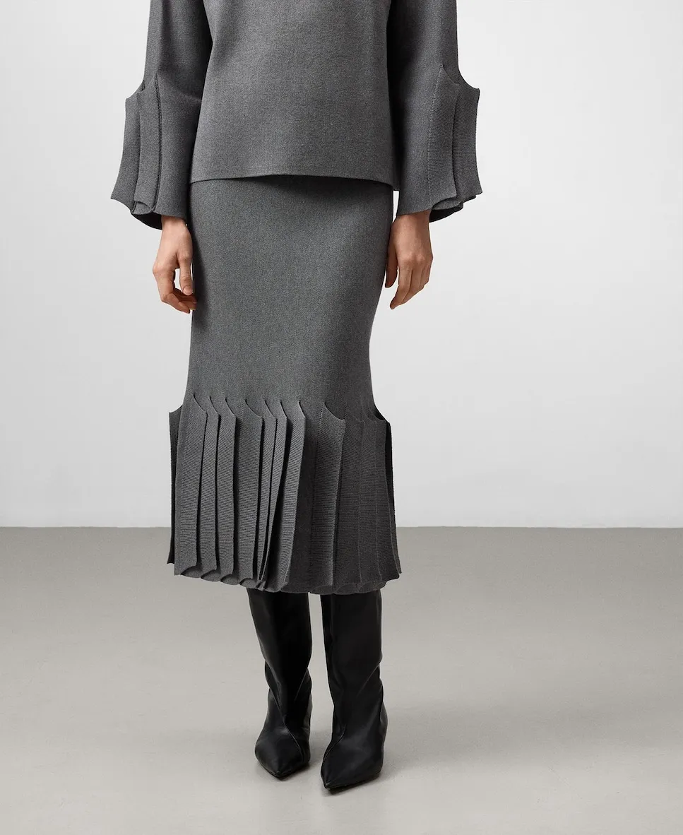 Вязаная юбка с подолом в складку Adolfo Dominguez, серый
Вязаная юбка с подолом в складку Adolfo Dominguez, серый