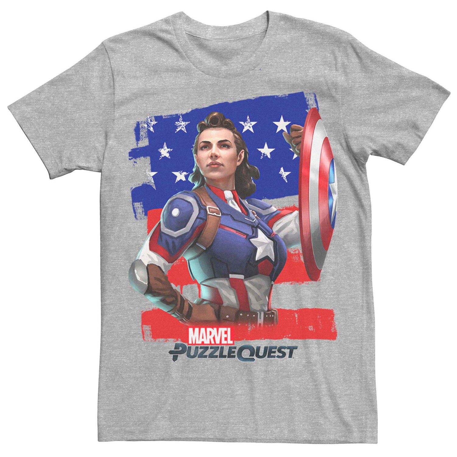 Мужская футболка Marvel Puzzle Quest Пегги Картер с портретом Капитана Америки Licensed Character 
Мужская футболка Marvel Puzzle Quest Пегги Картер с портретом Капитана Америки Licensed Character