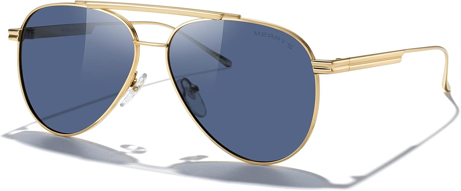 Классические поляризованные солнцезащитные очки-авиаторы MERRY для женщин и мужчин, ретро-очки для вождения, защита от УФ-излучения UV400, металлизированные солнцезащитные очки MERRY'S, Gold Frame/Blue Lens
Классические поляризованные солнцезащитные очки-авиаторы MERRY для женщин и мужчин, ретро-очки для вождения, защита от УФ-излучения UV400, металлизированные солнцезащитные очки MERRY'S, Gold Frame/Blue Lens