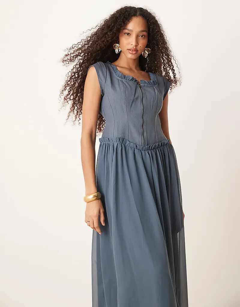 Платье-миди с застежкой-молнией на лиф из твила цвета деним синего цвета ASOS DESIGN
Платье-миди с застежкой-молнией на лиф из твила цвета деним синего цвета ASOS DESIGN