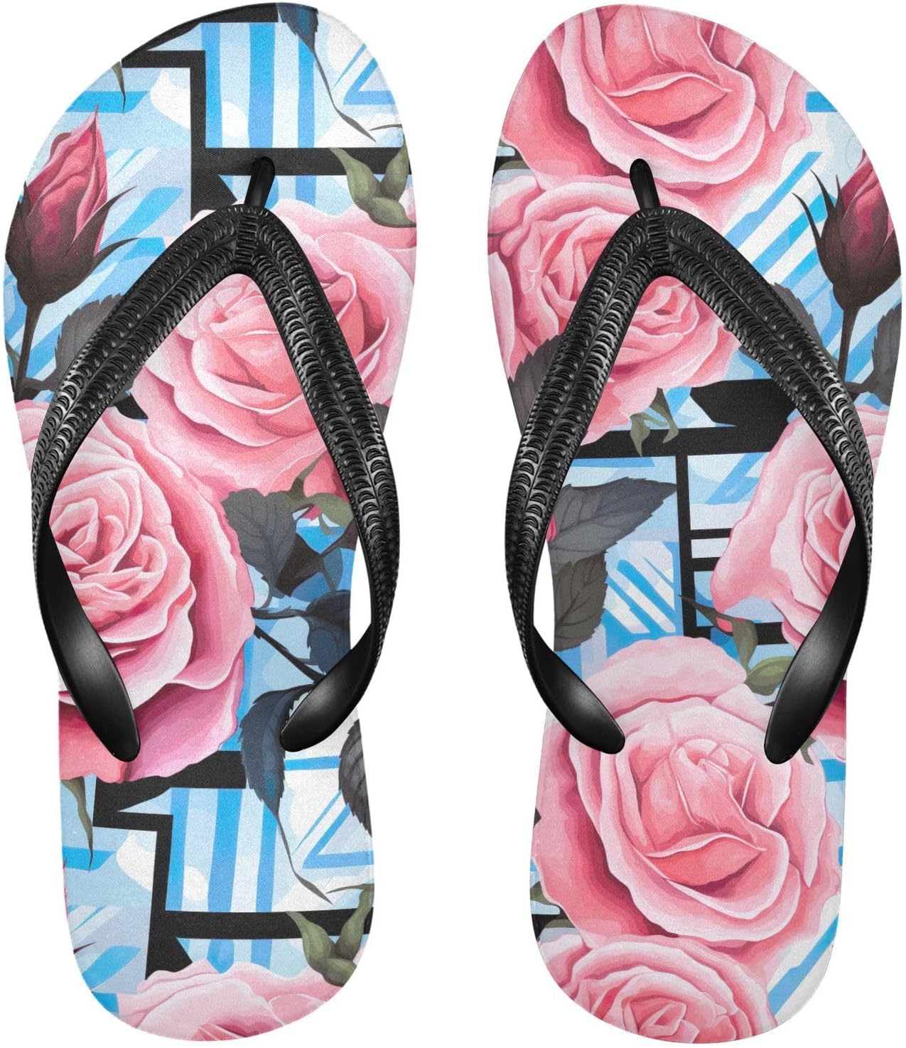 Вьетнамки с акварельной розовой розой и полосками, пляжные шлепанцы для душа, резиновые нескользящие летние тапочки для мужчин и женщин Sinestour
Вьетнамки с акварельной розовой розой и полосками, пляжные шлепанцы для душа, резиновые нескользящие летние тапочки для мужчин и женщин Sinestour