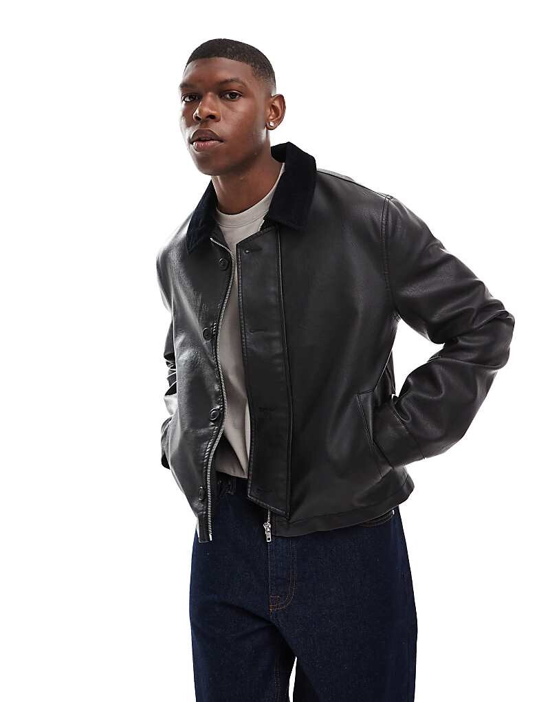 Черная вельветовая куртка из искусственной кожи с вельветовым воротником ASOS DESIGN Harrington
Черная вельветовая куртка из искусственной кожи с вельветовым воротником ASOS DESIGN Harrington