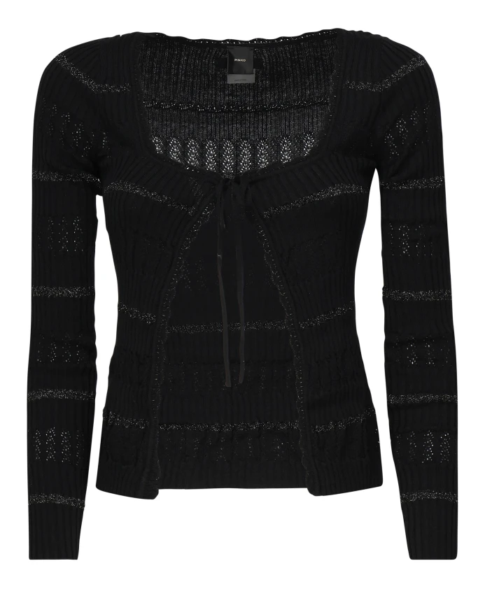 Ребристый свитер с ажурным узором Pinko, черный
Ребристый свитер с ажурным узором Pinko, черный