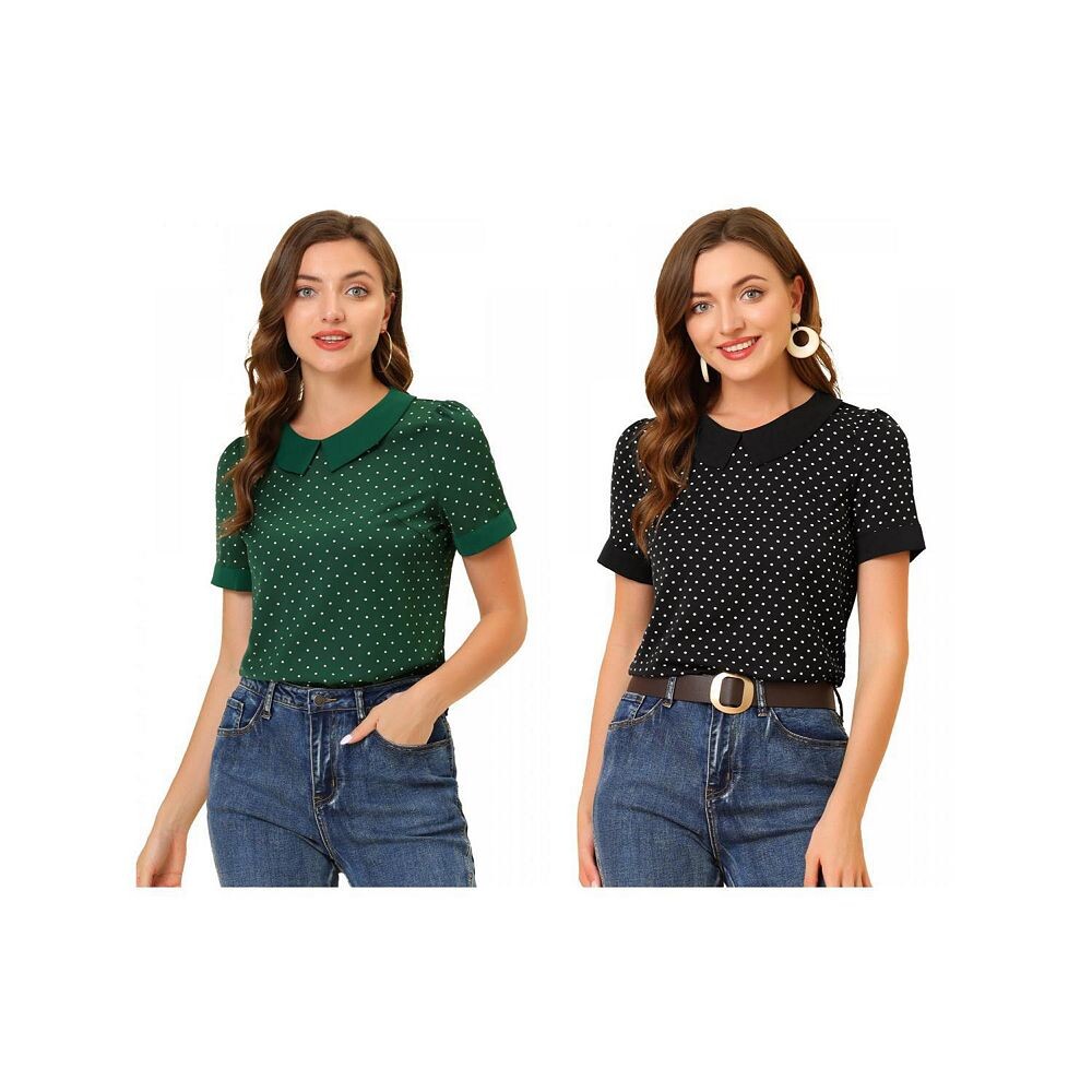 2 пары женских рубашек с воротником Питера Пэна, винтажные блузки в горошек ALLEGRA K, цвет Black Green
2 пары женских рубашек с воротником Питера Пэна, винтажные блузки в горошек ALLEGRA K, цвет Black Green