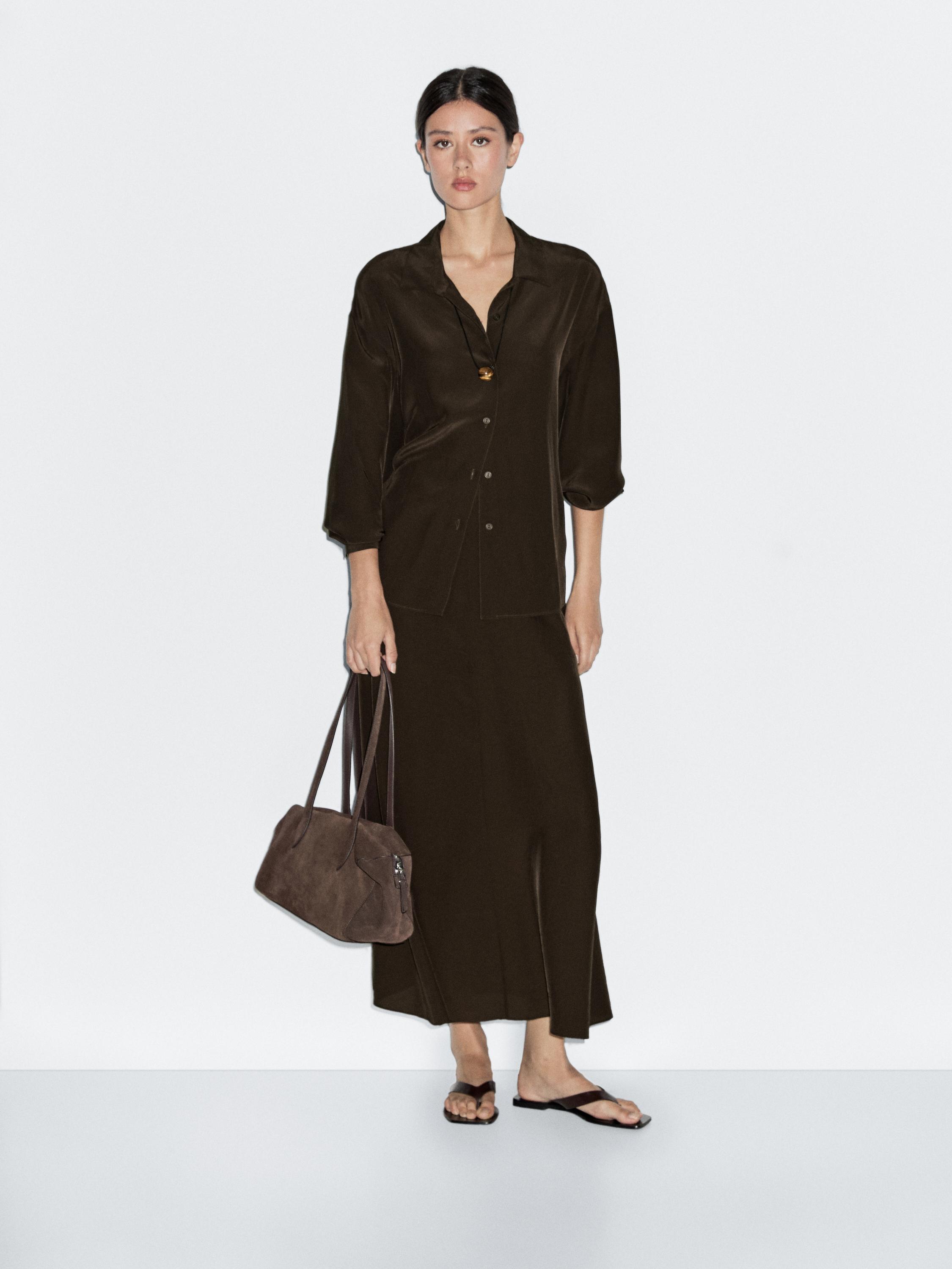 Струящаяся расклешенная юбка Massimo Dutti, шоколадный
Струящаяся расклешенная юбка Massimo Dutti, шоколадный