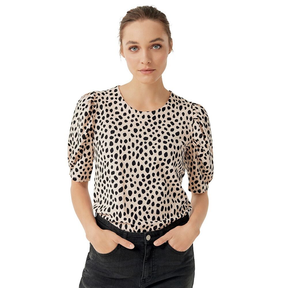 Женская футболка Ellos с рукавами больших размеров, цвет Soft Beige Black Dot 
Женская футболка Ellos с рукавами больших размеров, цвет Soft Beige Black Dot