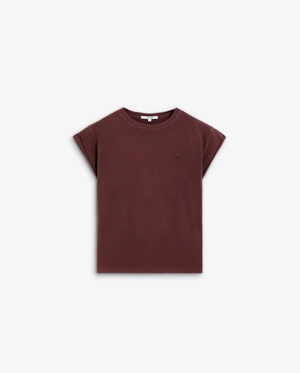 Женская базовая футболка с короткими рукавами из хлопка Scalpers, бордовый
Женская базовая футболка с короткими рукавами из хлопка Scalpers, бордовый