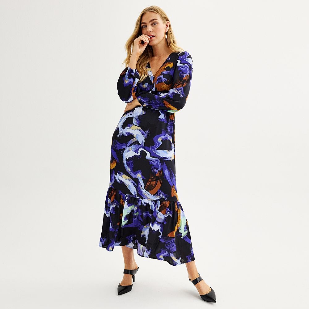 Женское платье миди с v-образным вырезом Nine West, цвет Blue Multi Marble
Женское платье миди с v-образным вырезом Nine West, цвет Blue Multi Marble