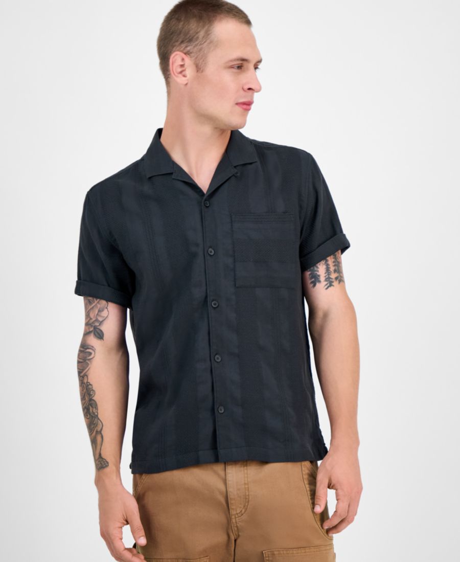 Мужская рубашка Ford с коротким рукавом, текстурированной полосатой отделкой и застежкой на пуговицы Sun + Stone, Black Shadow
Мужская рубашка Ford с коротким рукавом, текстурированной полосатой отделкой и застежкой на пуговицы Sun + Stone, Black Shadow