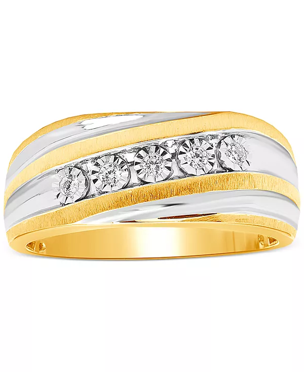 Мужское кольцо-завиток с двухцветным бриллиантом (1/10 карата) из стерлингового серебра с покрытием из 18-каратного золота Macy'S, two-tone
Мужское кольцо-завиток с двухцветным бриллиантом (1/10 карата) из стерлингового серебра с покрытием из 18-каратного золота Macy'S, two-tone