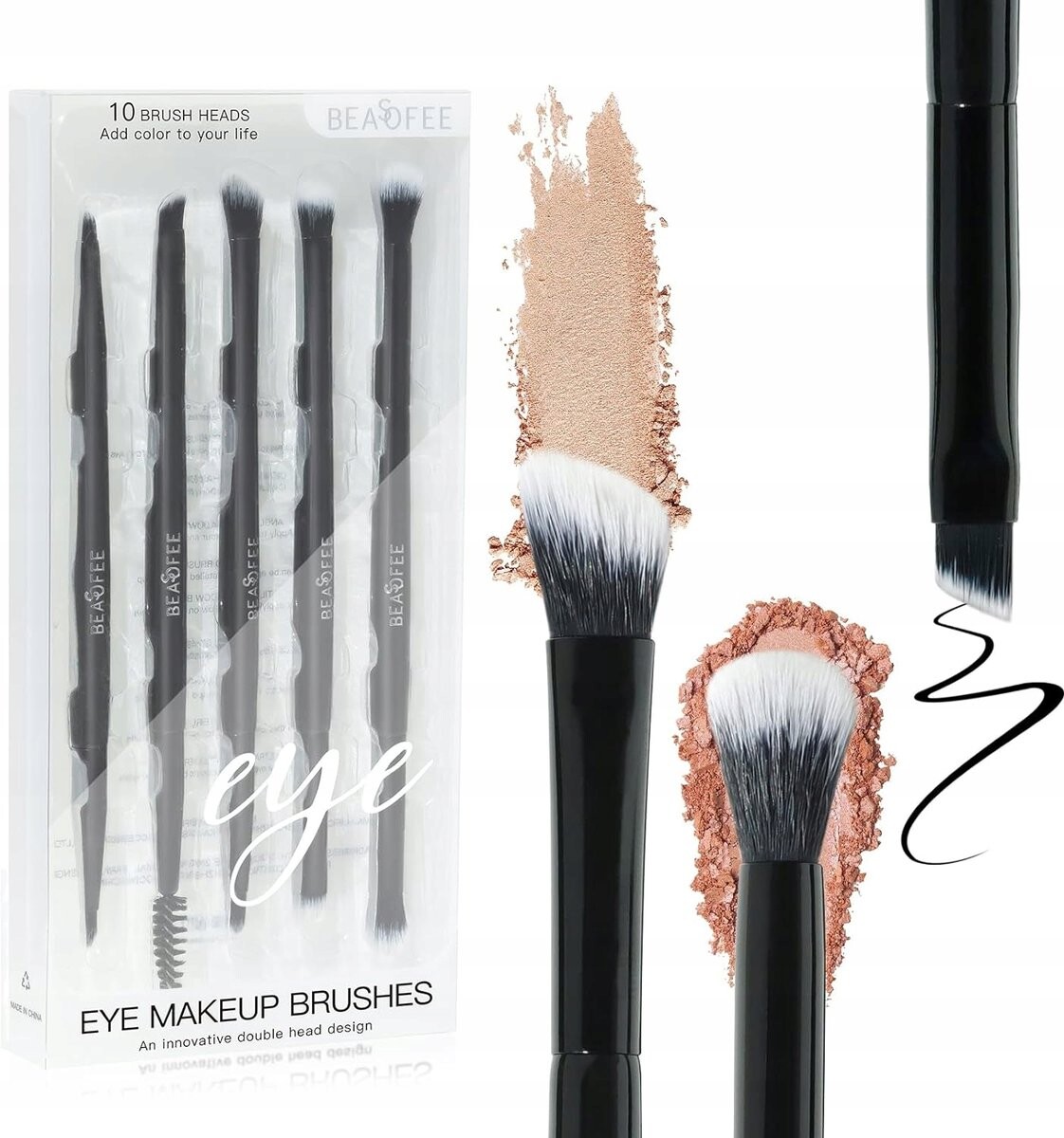 Beasofee, Набор двусторонних кистей для макияжа глаз, 5 шт
Beasofee, Набор двусторонних кистей для макияжа глаз, 5 шт