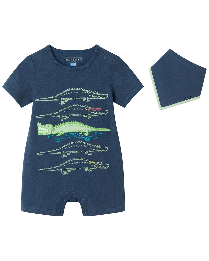 Комплект из трикотажного комбинезона и нагрудника Andy & Evan с принтом крокодила, синий
Комплект из трикотажного комбинезона и нагрудника Andy & Evan с принтом крокодила, синий