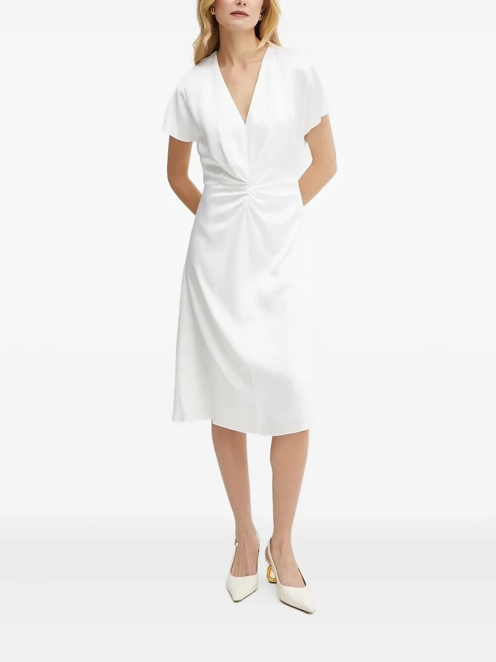 Платье миди с V-образным вырезом Boss, белый
Платье миди с V-образным вырезом Boss, белый