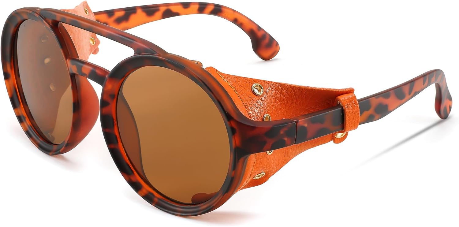 Солнцезащитные очки FEISEDY Retro Round Steampunk для женщин и мужчин, винтажные, в легкой пластиковой оправе с кожаными вставками, модель B2532, 008 Leopard Frame | Tea Lens | Orange Leather
Солнцезащитные очки FEISEDY Retro Round Steampunk для женщин и мужчин, винтажные, в легкой пластиковой оправе с кожаными вставками, модель B2532, 008 Leopard Frame | Tea Lens | Orange Leather