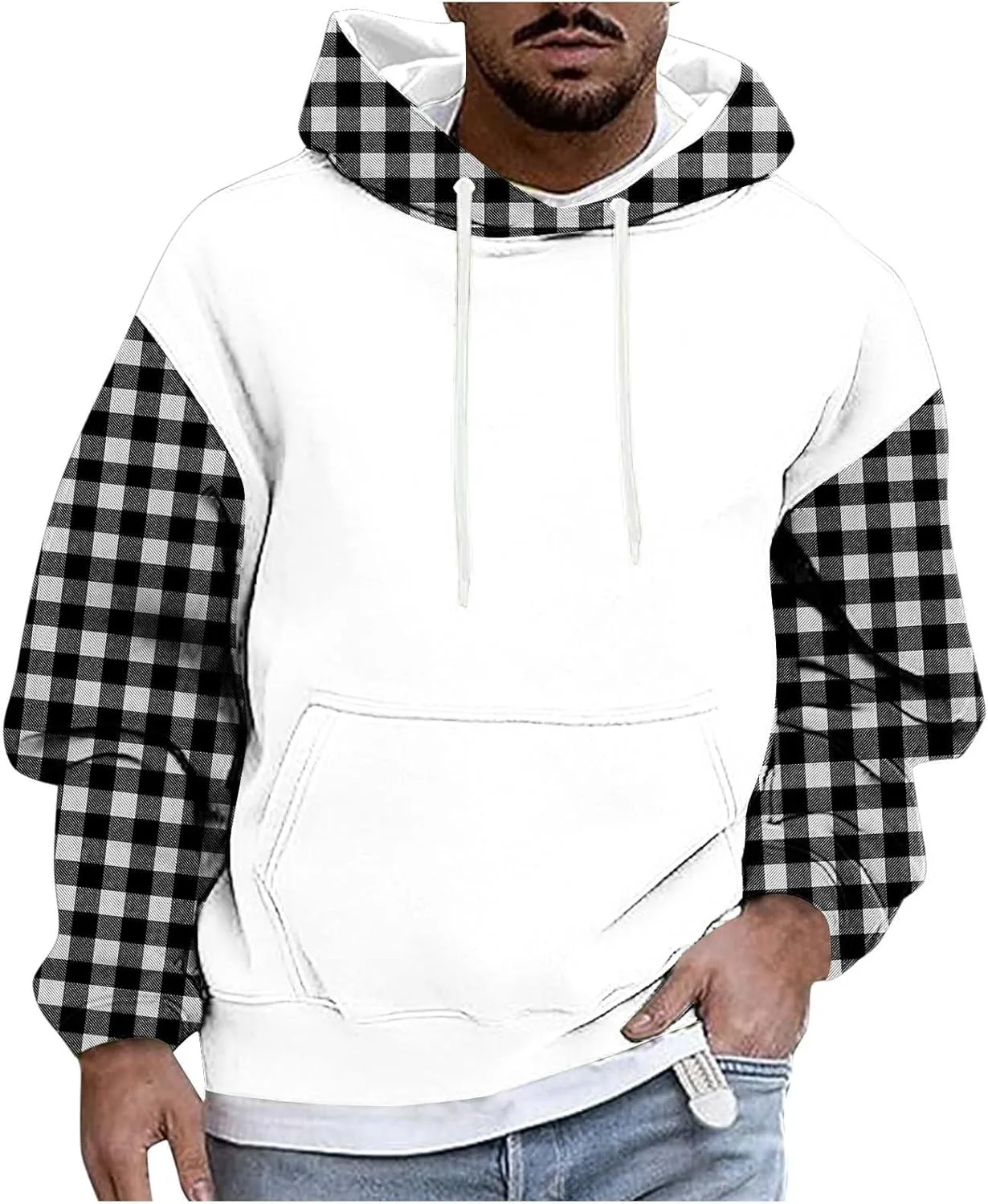 Мужской свободный худи с длинным рукавом в стиле пэчворк
Мужской свободный худи с длинным рукавом в стиле пэчворк