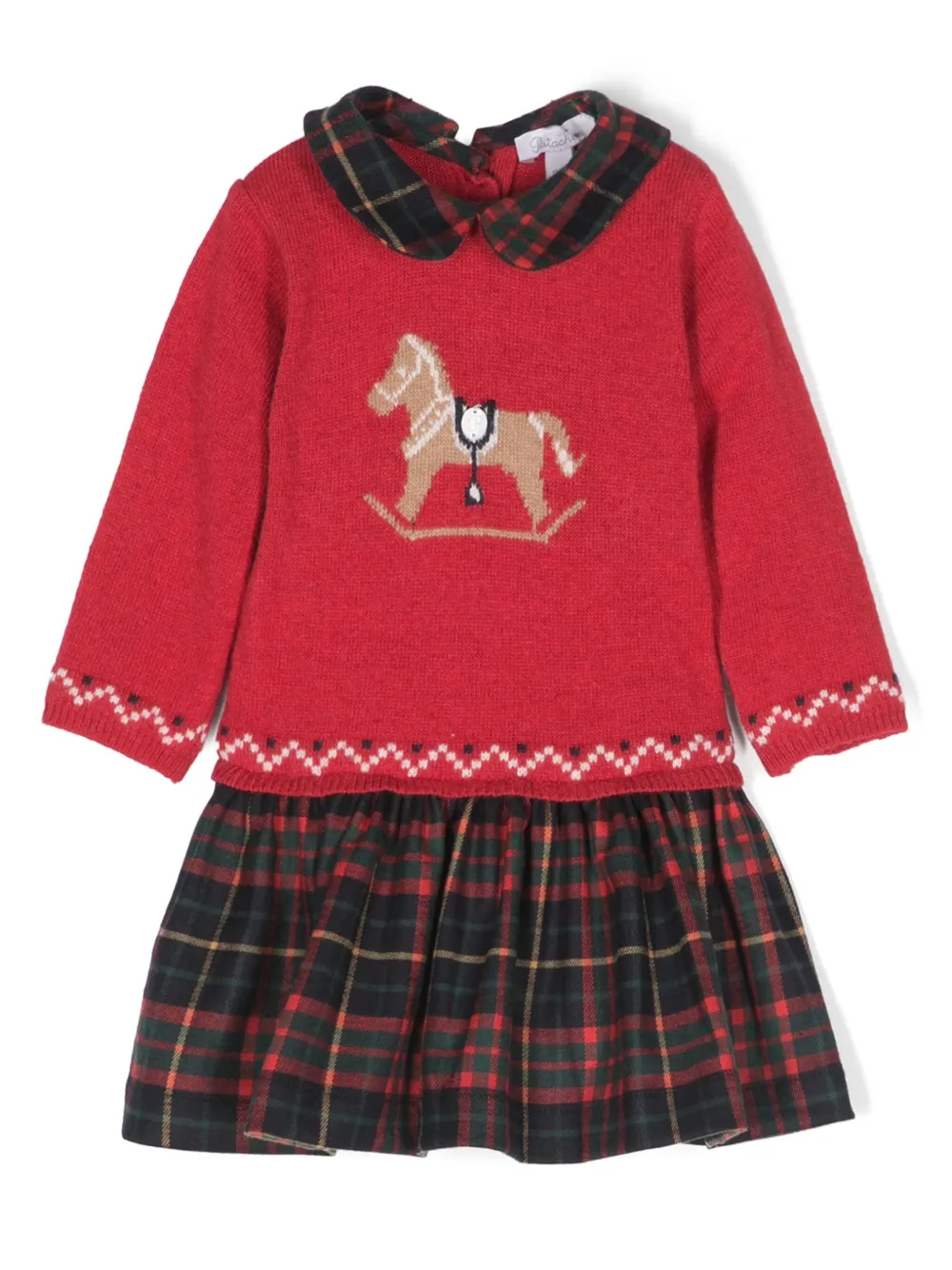 Многослойное платье вязки интарсия с узором Patachou, красный
Многослойное платье вязки интарсия с узором Patachou, красный