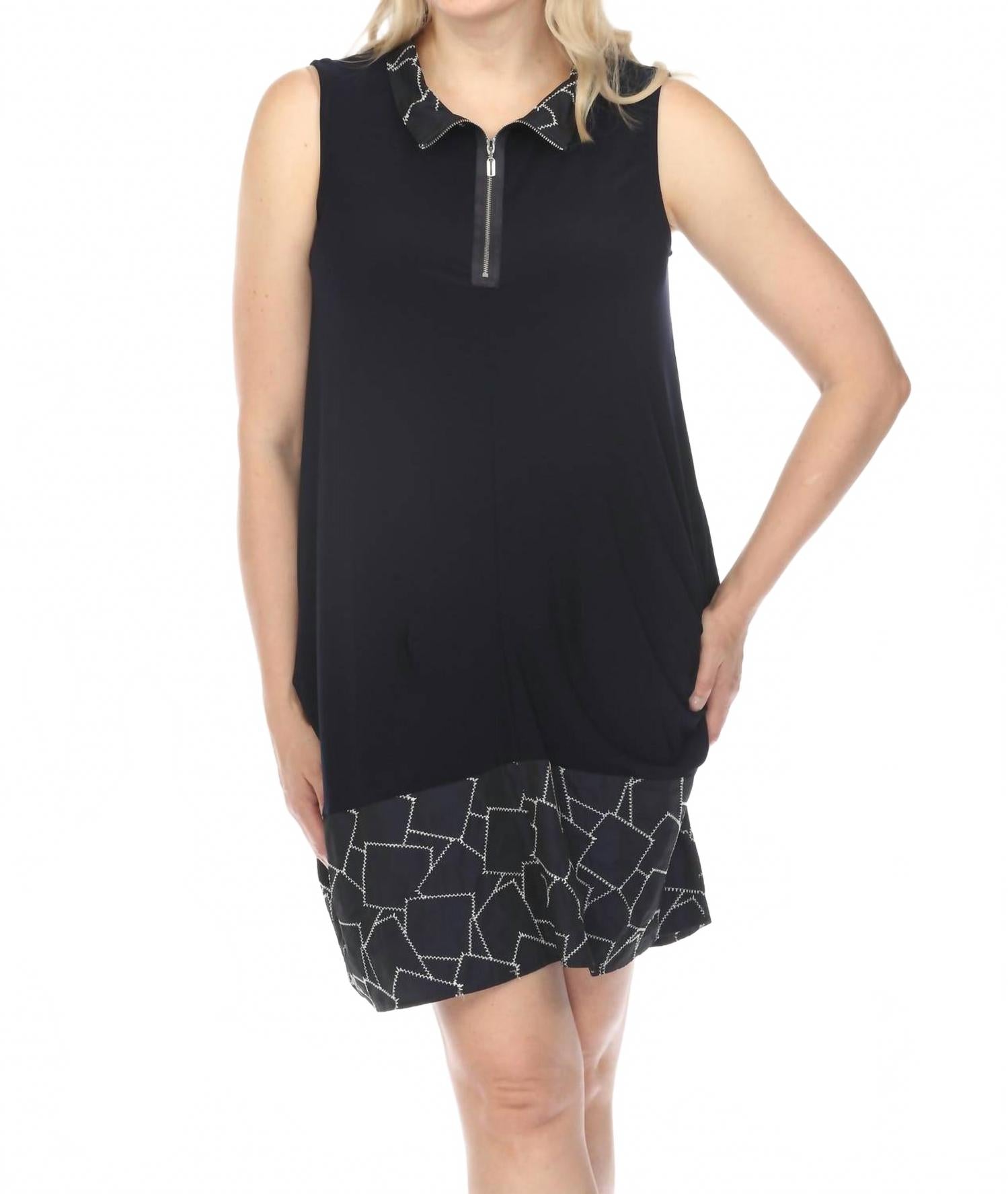 Геометрическое платье-рубашка без рукавов с молнией спереди в цвете "полуночный синий/белый" Joseph Ribkoff
Геометрическое платье-рубашка без рукавов с молнией спереди в цвете "полуночный синий/белый" Joseph Ribkoff