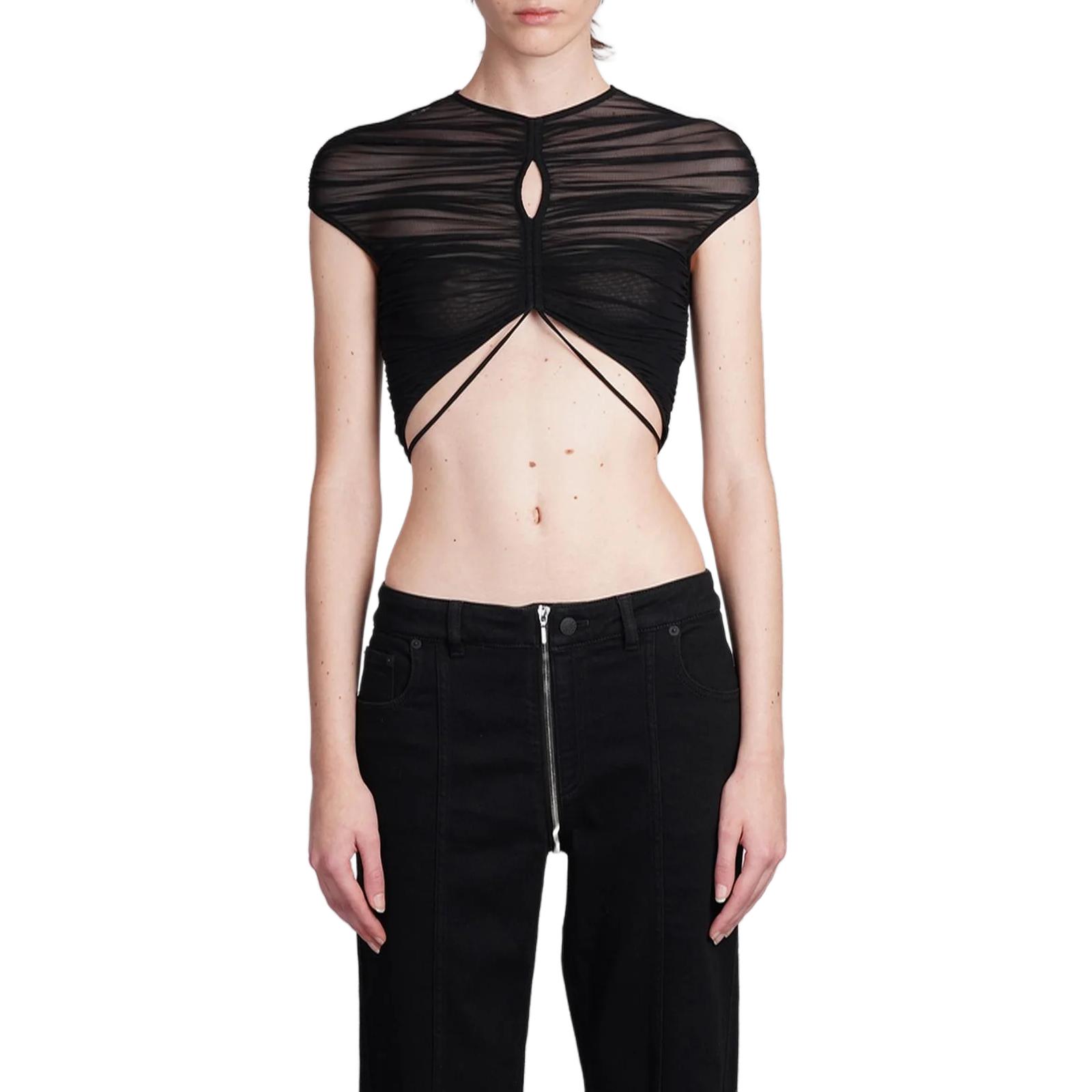 Укороченная футболка из сетки Mugler, черный
Укороченная футболка из сетки Mugler, черный