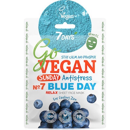 Go Vegan Blue Day Антистрессовая тканевая маска для лица - 25 грамм 7days 
Go Vegan Blue Day Антистрессовая тканевая маска для лица - 25 грамм 7days