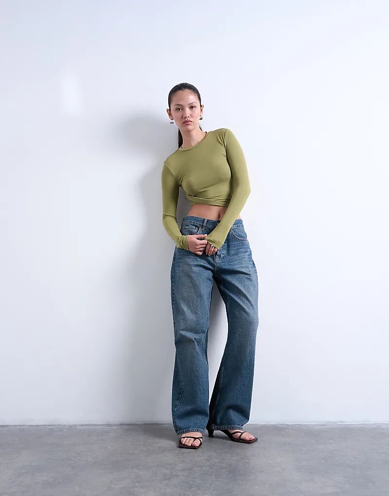 Топ Topshop с длинными рукавами и завязками сбоку, зеленый цвет
Топ Topshop с длинными рукавами и завязками сбоку, зеленый цвет