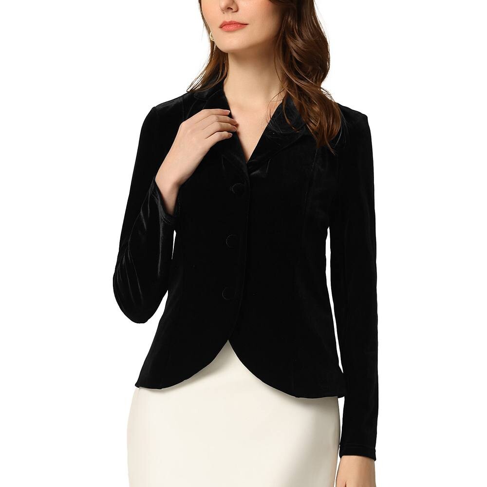 Женский бархатный пиджак с длинными рукавами и пуговицами с зубчатыми лацканами ALLEGRA K, черный
Женский бархатный пиджак с длинными рукавами и пуговицами с зубчатыми лацканами ALLEGRA K, черный
