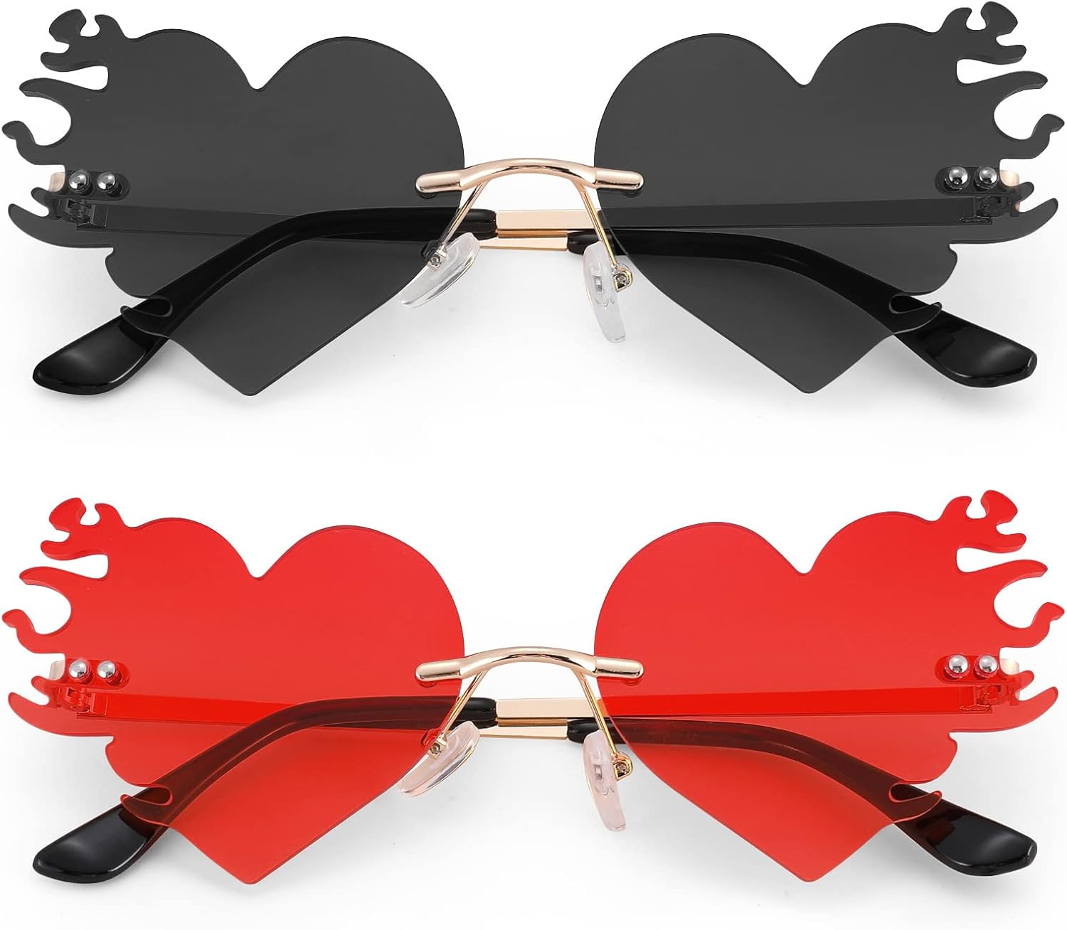 Солнцезащитные очки Hycredi Melting Heart для мужчин и женщин, без оправы, необычной формы, для вечеринок, оригинальные, с изображением сердца, огня и пламени, A1 - Black + Red
Солнцезащитные очки Hycredi Melting Heart для мужчин и женщин, без оправы, необычной формы, для вечеринок, оригинальные, с изображением сердца, огня и пламени, A1 - Black + Red