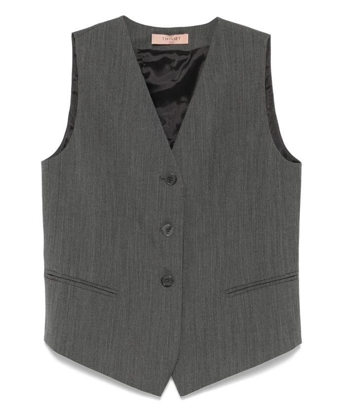 Элегантный шерстяной жилет Twinset, серый
Элегантный шерстяной жилет Twinset, серый