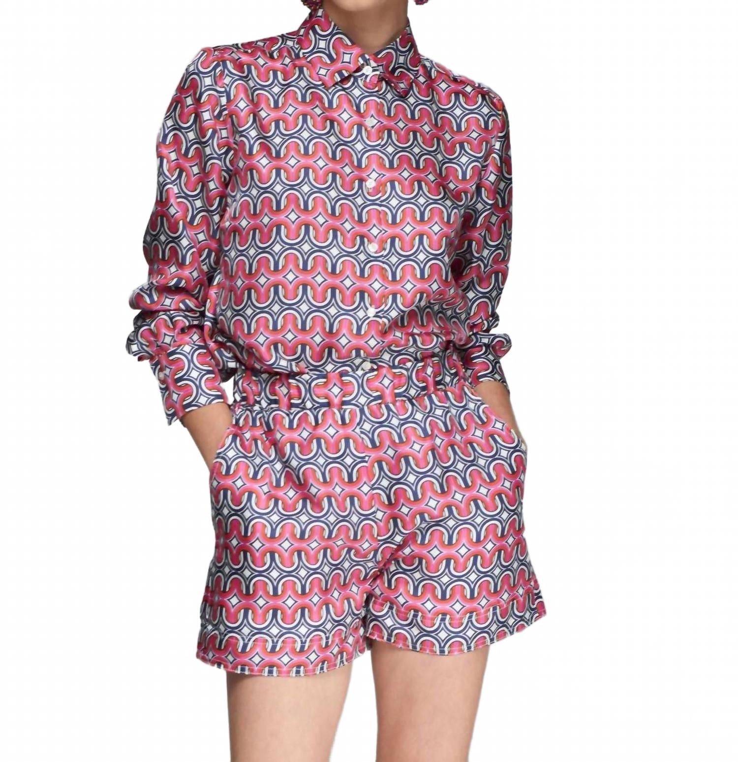 Шорты Mariela с геометрическим узором в розово-синих тонах Vilagallo, розовый/темно-синий
Шорты Mariela с геометрическим узором в розово-синих тонах Vilagallo, розовый/темно-синий