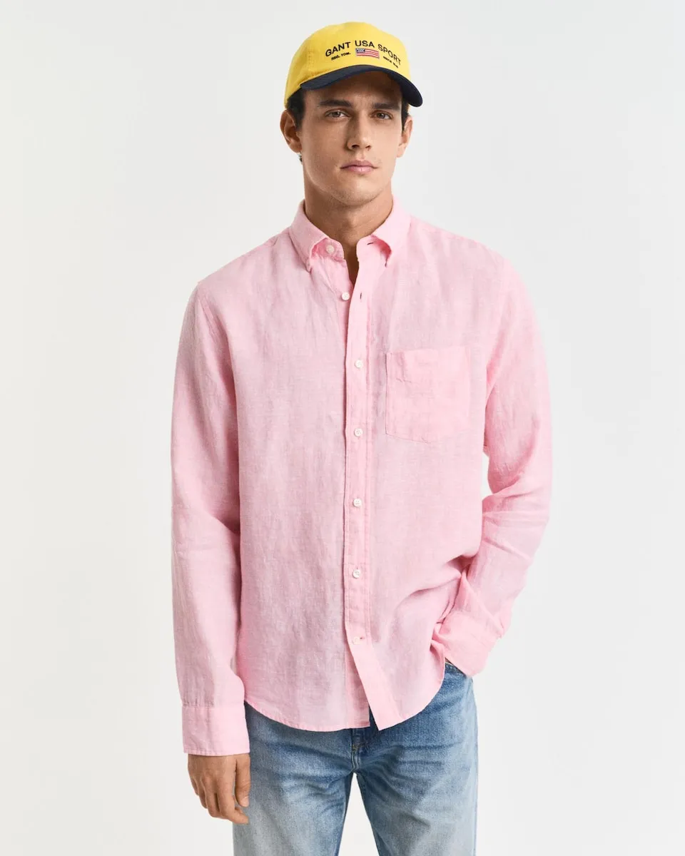 Мужская льняная рубашка с длинным рукавом и нагрудным карманом Gant, розовый
Мужская льняная рубашка с длинным рукавом и нагрудным карманом Gant, розовый